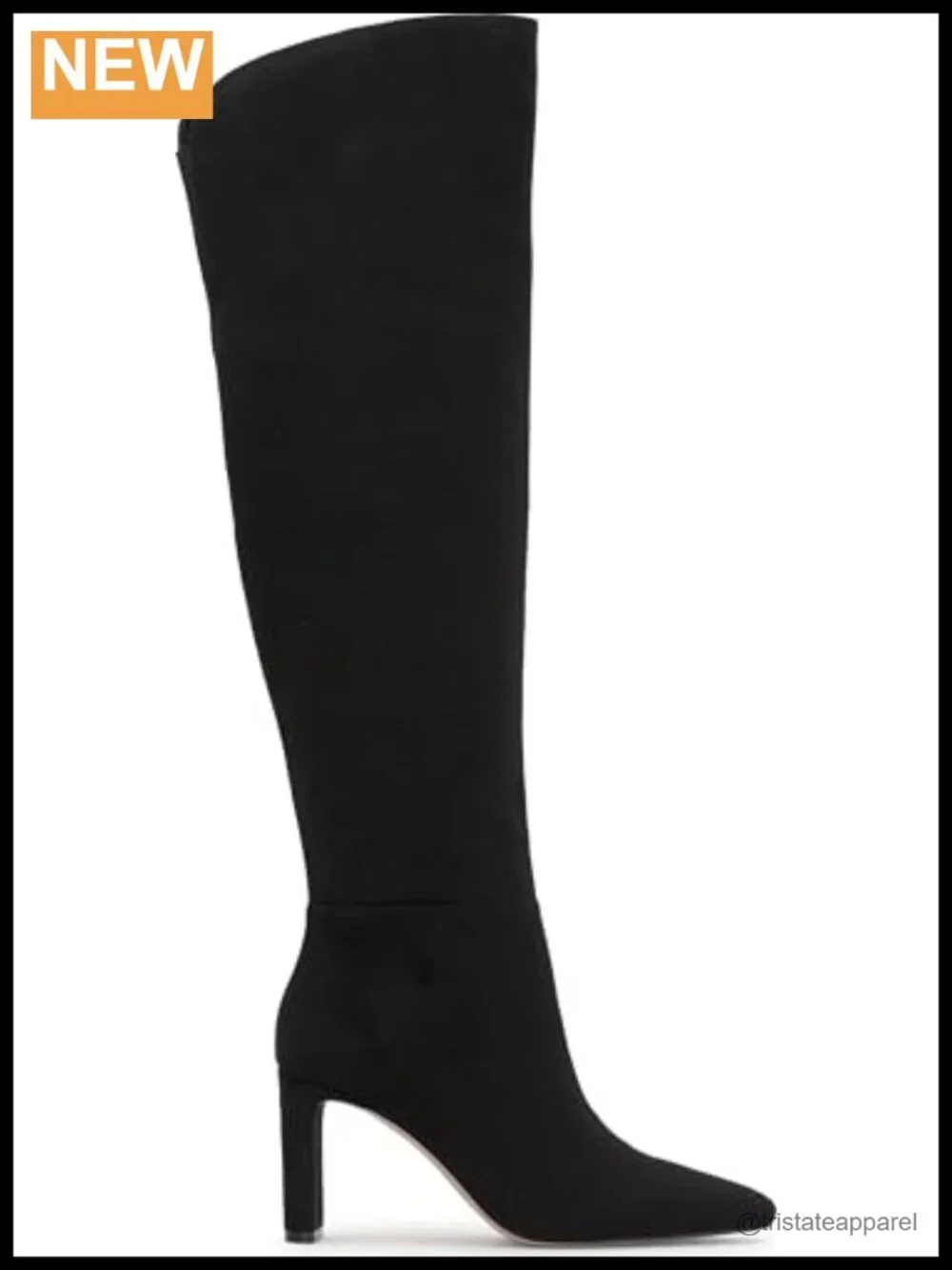 Faux Leather Pointed Toe Over-the-Knee Block Heel Boots